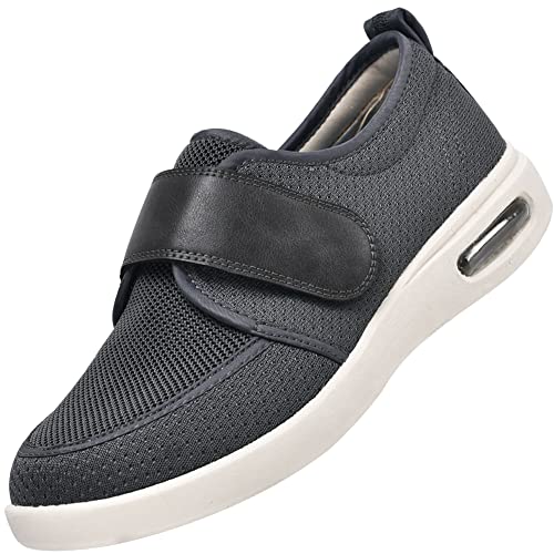 AEHO Orthopädische Diabetische Schuhe Diabetes Schuhe Air Cushion Senioren Diabetikerschuhe atmungsaktive große Papaschuhe Extra Breit Rehaschuhe Gesundheitsschuh Stretch 10,Grau,40 EU von AEHO