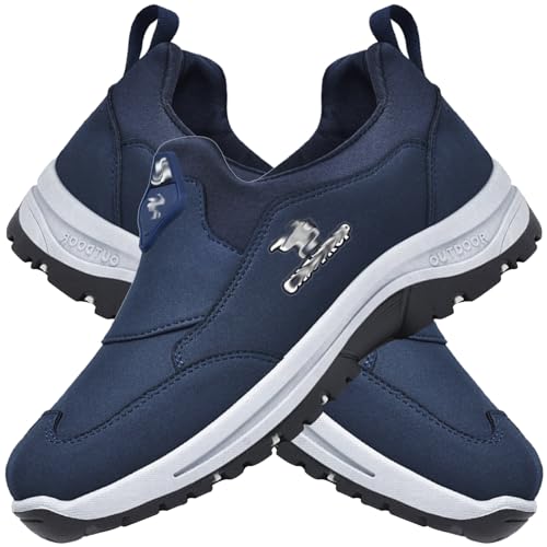 AEHO Orthopädische Herren Hands Free Slip On Sneaker Herren Wanderschuhe atmungsaktive Trekkingschuhe hilft dabei, Schmerzen zu lindern Outdoor Walkingschuhe,Blau,40/250mm von AEHO