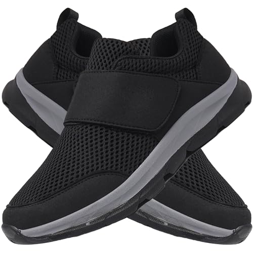 AEHO Orthopädische Leichte Schuhe Extra Weite Laufschuhe Herren Straßenlaufschuhe Bequeme atmungsaktive Outdoor Joggingschuhe rutschfest Turnschuhe,Schwarz,42/260mm von AEHO