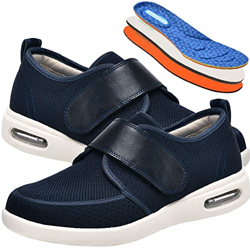 AEHO Orthopädische Schuhe Herren Breit Herren Schuhe Klettverschluss Breit Therapieschuhe Gesundheitsschuhe Extra Breite Schuhe Herren Diabetiker Orthopädische Hausschuhe Herren,Blau,44.5 EU von AEHO