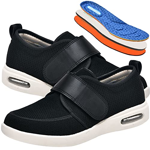 AEHO Orthopädische Schuhe Herren Breit Herren Schuhe Klettverschluss Breit Therapieschuhe Gesundheitsschuhe Extra Breite Schuhe Herren Diabetiker Orthopädische Hausschuhe Herren,Schwarz,46 EU von AEHO