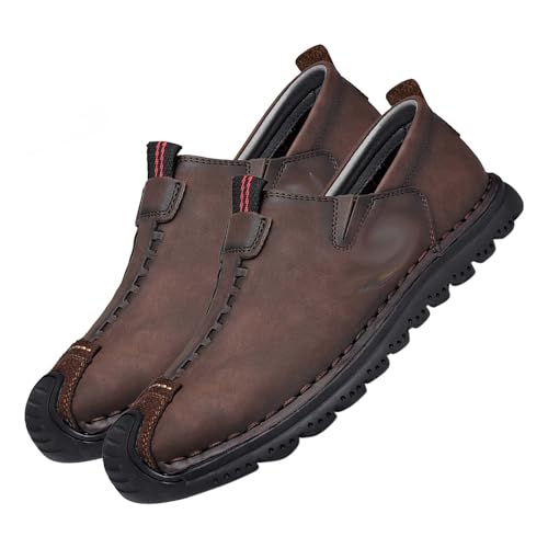 AEHO Orthopädische Schuhe Herren Lederschuhe Freizeitschuhe Herren Herren-Lederschuhe Slipper Schuhe für breite füße Herren Trekkingschuhe,Dark Brown 02,42/260mm von AEHO
