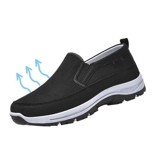 AEHO Orthopädische Schuhe Herren Sneaker ohne schnürsenkel schnürsenkel ohne binden Stoffschuhe Herren Herren Winterschuhe Relaxed fit Schuhe zum reinschlüpfen Herren,Schwarz,44/270mm von AEHO