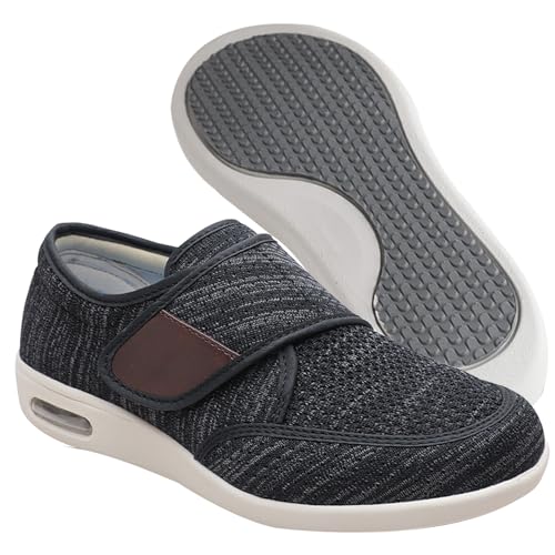 AEHO Orthopädische Turnschuhe Herren Diabetikerschuhe Schuhe für die Pflege von diabetischen Fußpatienten Rehabilitationsschuhe für Fußverletzungen Gesundheitsschuh für Senioren,Black Gray,44.5 EU von AEHO