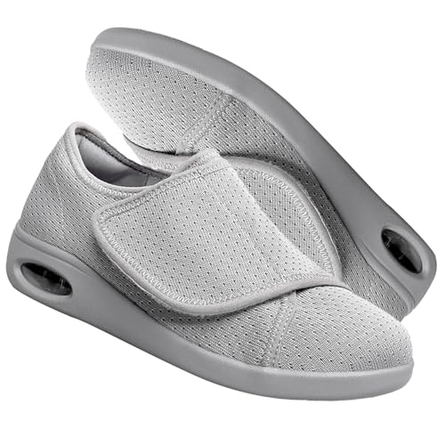 AEHO Sandalen für Geschwollen Füße Damen Schuhe Slip On Sneakers Turnschuhe Laufschuhe Walkingschuhe Mesh Leichtgewichts Atmungsaktiv,Grau,40/250mm von AEHO