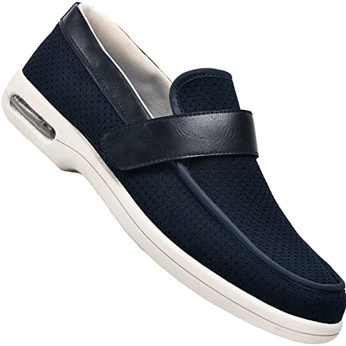 AEHO Schuhe Breite Füße Herren Unisex Verbandschuh Herren Bequemschuh mit Klettverschluss Orthopädischer Schuh Herren Senioren Schuhe druckfrei, individuell anpassbar,Blau,43.5 EU von AEHO