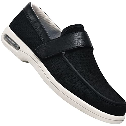 AEHO Schuhe Breite Füße Herren Unisex Verbandschuh Herren Bequemschuh mit Klettverschluss Orthopädischer Schuh Herren Senioren Schuhe druckfrei, individuell anpassbar,Schwarz,41 EU von AEHO