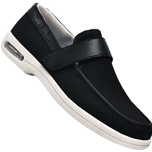 AEHO Schuhe Breite Füße Herren Unisex Verbandschuh Herren Bequemschuh mit Klettverschluss Orthopädischer Schuh Herren Senioren Schuhe druckfrei, individuell anpassbar,Schwarz,42 EU von AEHO