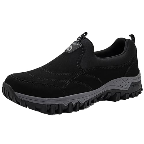 AEHO Schuhe Extra Weit Herren Slip On Sneaker freihändig Wildleder Herren Schuhe Ohne Schnürsenkel Leichte Sportschuhe Atmungsaktives Freizeitschuhe Schuhe Outdoor Fashion Laufschuhe,Schwarz,39/245mm von AEHO