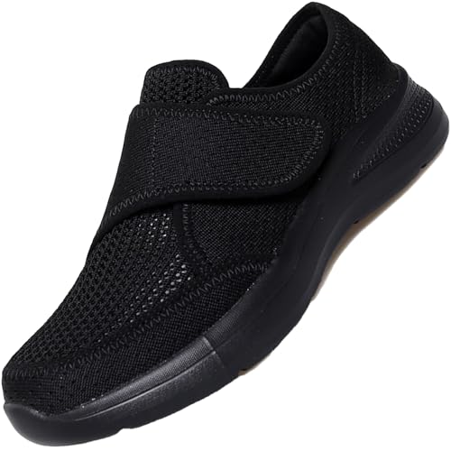 AEHO Senioren Schuhe Damen Diabetiker Schuhe Damen mit Klettverschluss Diabetiker Hausschuhe mit Wechselfussbett Diabetiker Hausschuhe Damen Diabetes Schuhe Outdoor Damen,Schwarz,40 EU von AEHO