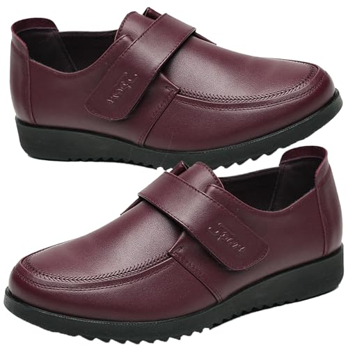 AEHO Senioren Schuhe Mit Klettverschluss Damen Diabetiker Schuhe Damen Extra Weit Verbandschuhe Damen Klettverschluss orthopädische Schuhe für Damen,Rot,40/250mm von AEHO