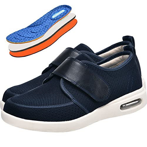 AEHO Senioren Schuhe Orthopädische Diabetische Schuhe Diabetes Schuhe Air Cushion atmungsaktive große Papaschuhe Extra Breit Rehaschuhe Herren Schuhe Extra Breite Füße,Blau,41 EU von AEHO