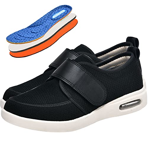 AEHO Senioren Schuhe Orthopädische Diabetische Schuhe Diabetes Schuhe Air Cushion atmungsaktive große Papaschuhe Extra Breit Rehaschuhe Herren Schuhe Extra Breite Füße,Schwarz,46 EU von AEHO