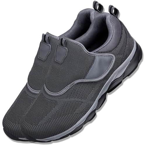 AEHO Slip On Loafer für Herren Extra weit Wanderschuhe Herren Wasserdicht Wanderhalbschuhe rutschfest Trekkingschuhe für alle Wetterbedingungen Outdoor Schuhe,Grau,43/265mm von AEHO