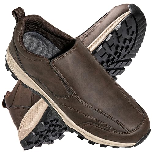 AEHO Slip On Loafer für Herren Leicht Freizeitschuhe Slip on Sneakers Extra Weite Bequeme Turnschuh Leicht Walkingschuhe Atmungsaktiv Breite Slipper Schuhe,Braun,47/285mm von AEHO