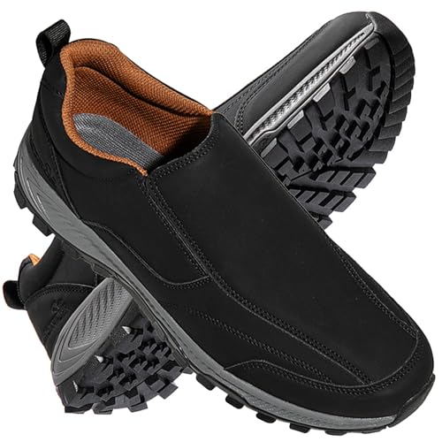 AEHO Slip On Loafer für Herren Leicht Freizeitschuhe Slip on Sneakers Extra Weite Bequeme Turnschuh Leicht Walkingschuhe Atmungsaktiv Breite Slipper Schuhe,Schwarz,46/280mm von AEHO