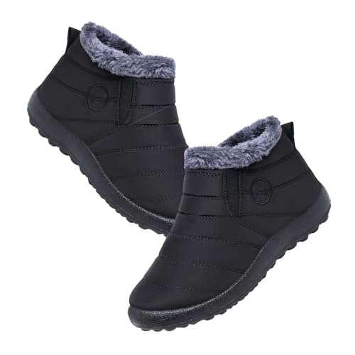 AEHO Slip-On-Schuhe Mens Slip on Shoes Bequeme Schuhe Damen schnürsenkel ohne binden Schneeschuhe Herren Winterschuhe Schuhe für breite füße Sneaker ohne schnürsenkel,Schwarz,44/270mm von AEHO