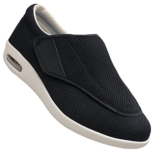 AEHO Swollen Feet Shoes, Älterer Leichter Turnschuh Komfortable Gehen Laufen Lässige Pflege Orthesen Leichte Schuhe Arthritis, Diabetes, Plantarfasziitis,Schwarz,40 EU von AEHO