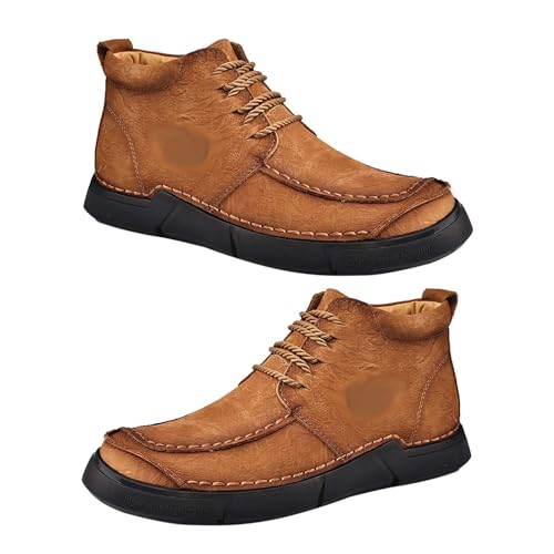 AEHO Trekkingschuhe Herren Winterschuhe Herren wasserdicht Schuhe Herren Leder Herren-Lederschuhe Herren Waterproof Trekking Und Wanderschuhe Outdoorschuhe,Light Brown 01,43/265mm von AEHO