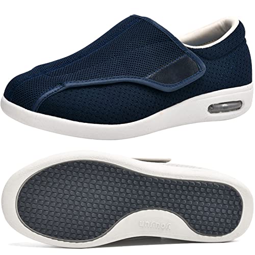 AEHO Verbandschuhe Herren Extra Weit Diabetiker Schuhe Gesundheitsschuhe Mit Klettverschluss Senioren Therapieschuhe Extra Weit Gesundheitsschuhe Für Arthritis,Blau,43 EU von AEHO