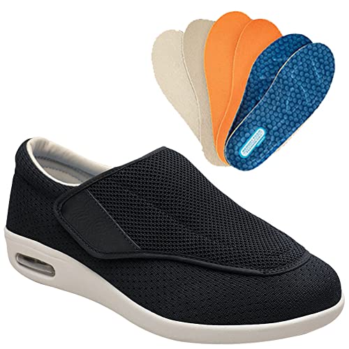 AEHO Verbandschuhe Herren Extra Weit Sandalen für Geschwollen Füße Slip On Sneakers Herren Walkingschuhe Extra Weit Business Walkingschuhe Sportschuhe,Schwarz,39 EU von AEHO