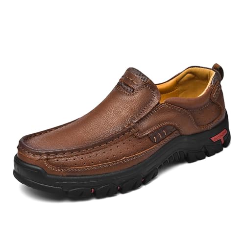 AEHO Wanderschuhe Herren Breite Lederschuhe Low-Top-Schuhe Slipper Schuhe Herren Leder Slipper Tanzschuhe Herren Mens Slip-on Shoes wasserdichte Schuhe,A03,45/275mm von AEHO