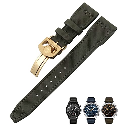 AEHON 20 mm, 21 mm, 22 mm, Nylonfaser-Lederarmband, passend für IWC IW377729 IW389001 Big Pilot Watch Grün Blau Schwarz Uhrenarmband, 20 mm, Achat von AEHON