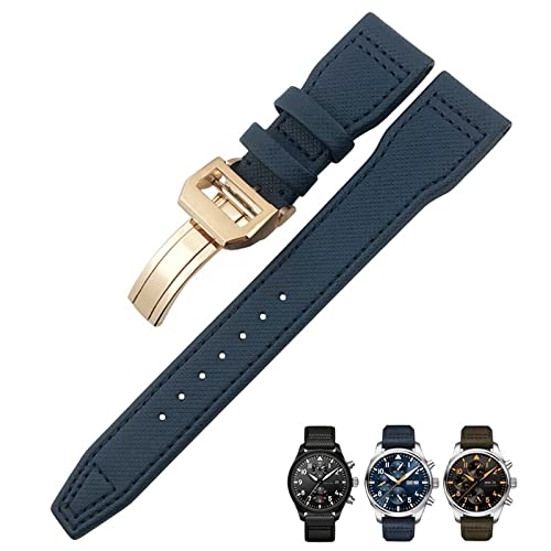 AEHON 20 mm, 21 mm, 22 mm, Nylonfaser-Lederarmband, passend für IWC IW377729 IW389001 Big Pilot Watch Grün Blau Schwarz Uhrenarmband, 21 mm, Achat von AEHON