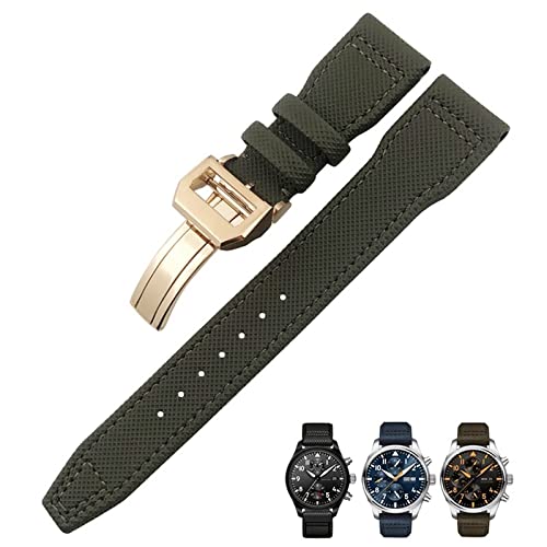 AEHON 20 mm, 21 mm, 22 mm, Nylonfaser-Lederarmband, passend für IWC IW377729 IW389001 Big Pilot Watch Grün Blau Schwarz Uhrenarmband, 21 mm, Achat von AEHON