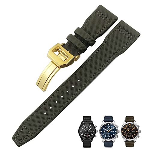 AEHON 20 mm, 21 mm, 22 mm, Nylonfaser-Lederarmband, passend für IWC IW377729 IW389001 Big Pilot Watch Grün Blau Schwarz Uhrenarmband, 22 mm, Achat von AEHON