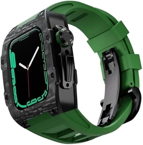 AEHON 44 mm 45 mm Kohlefaser-Uhrengehäuse, Silikon-Uhrenarmband, für Apple Watch 8, 7, 6, 5, 4, SE-Serie, Sportuhr-Armband-Modifikationsset, Uhren-Ersatzzubehör, 44mm, Achat von AEHON