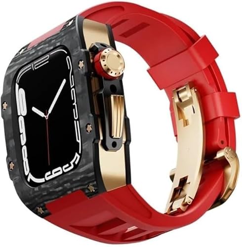 AEHON 44 mm 45 mm Kohlefaser-Uhrengehäuse, Silikon-Uhrenarmband, für Apple Watch 8, 7, 6, 5, 4, SE-Serie, Sportuhr-Armband-Modifikationsset, Uhren-Ersatzzubehör, 44mm, Achat von AEHON