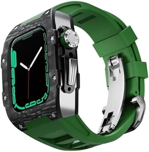 AEHON 44 mm 45 mm Kohlefaser-Uhrengehäuse, Silikon-Uhrenarmband, für Apple Watch 8, 7, 6, 5, 4, SE-Serie, Sportuhr-Armband-Modifikationsset, Uhren-Ersatzzubehör, 44mm, Achat von AEHON