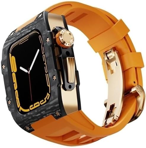 AEHON 44 mm 45 mm Kohlefaser-Uhrengehäuse, Silikon-Uhrenarmband, für Apple Watch 8, 7, 6, 5, 4, SE-Serie, Sportuhr-Armband-Modifikationsset, Uhren-Ersatzzubehör, 44mm, Achat von AEHON