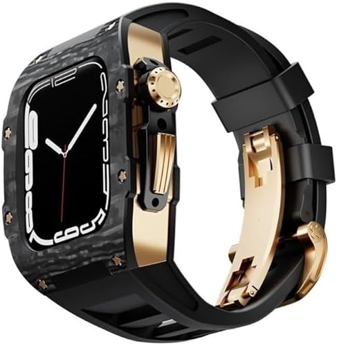 AEHON 44 mm 45 mm Kohlefaser-Uhrengehäuse, Silikon-Uhrenarmband, für Apple Watch 8, 7, 6, 5, 4, SE-Serie, Sportuhr-Armband-Modifikationsset, Uhren-Ersatzzubehör, 45 mm, Achat von AEHON