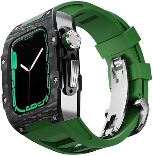 AEHON 44 mm 45 mm Kohlefaser-Uhrengehäuse, Silikon-Uhrenarmband, für Apple Watch 8, 7, 6, 5, 4, SE-Serie, Sportuhr-Armband-Modifikationsset, Uhren-Ersatzzubehör, 45 mm, Achat von AEHON