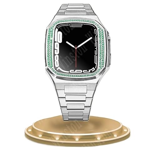 AEHON Damen-Armband mit Diamanten, luxuriöses Gehäuse für Apple Watch 8, 7, 45 mm, 44 mm, Stahl-Metallarmband für iWatch Serie 8, 7, 6, 5, 45 mm, 45mm For 8/7, Achat von AEHON
