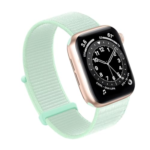 AEHON Für Apple Watch Band 49MM 45MM 44MM 42MM 41MM 40MM 38MM, Frauen Männer Sport Nylon Loop Strap Für IWatch Serie Ultra 8 7 6 5 4 3 2 1 SE(Light Green,38/40/41mm) von AEHON
