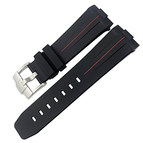 AEHON Gummi-Uhrenarmband, 23 mm, 22 mm, 24 mm, Uhrenarmband für Tudor Heritage Black Bay Bronze Pelagos Schwarz Rot, wasserdichte Sportarmbänder, 23mm Black buckle, Achat von AEHON