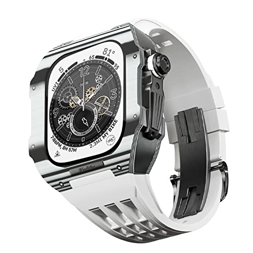 AEHON Kohlefaser-Gehäuse und Fluorkautschuk-Armband, Umbausatz, für Apple Watch Serie 8, 7, 45 mm, Carbonfaser-Hülle und Fluorkautschuk-Armband für iWatch 6, 5, 4, SE, 44 mm, 44mm, Achat von AEHON