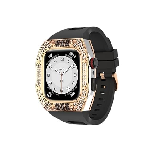 AEHON Luxus-Diamant-Gehäusemodifikationsset für iWatch 8, 7, 6, SE, 5, 4, Gummiarmband, 44 mm, 45 mm, für Apple Watch, Metallbeze, 45 mm, Achat von AEHON