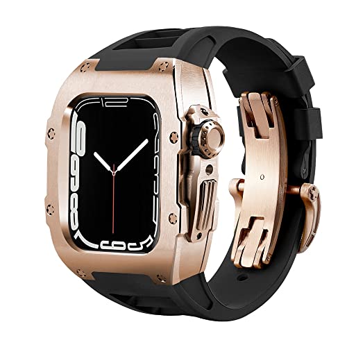 AEHON Luxus-Modifikationsset für Apple Watch Serie 8, 7, Silikonband, Metallhülle für iWatch SE 6, 5, 4, Herren, Gummi-Handgelenkband, 44 mm, 45 mm, 44mm For 6/5/4/SE, Achat von AEHON