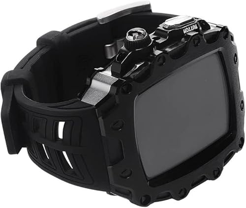 AEHON Modifikationsset, Gehäuse aus Zinklegierung mit Silikon-Uhrenarmband, für Apple Watch S8, 7, 44/45 mm, robuste Edelstahl-Schnalle, Silikagel-Armband, für iWatch 6, 5, 4 SE, Armband, 44mm, Achat von AEHON