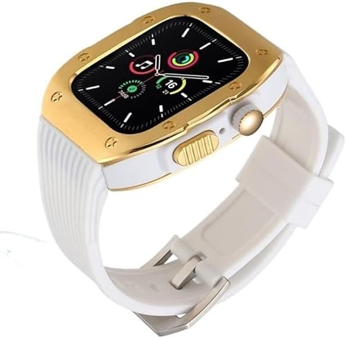 AEHON Rm Style Luxus-Edelstahl-Uhrengehäuse + Silikonarmband, Mod-Kit, für Apple Watch 8 Ultra 7 6 SE 5 4, für iWatch 44 mm, 45 mm, 49 mm, Modifikationsset, Ersatzarmband, 45 mm, Achat von AEHON