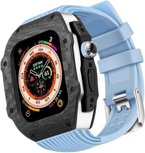 AEHON Schutzhülle aus Karbonfaser, Gummiband, für Apple Watch Ultra Serie 8/7/6/5/4/SE, 49 mm, 45 mm, 44 mm, Uhrengehäuse, sportlich, atmungsaktives Ersatzzubehör, 44MM, Achat von AEHON