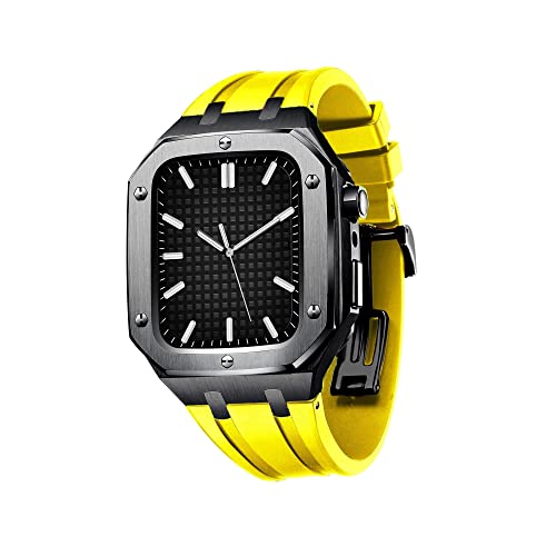 AEHON Silikon-Uhrenarmband, Metallgehäuse für Apple Watch Serie 8, 45 mm, 44 mm, Modifikationsset, Zubehör, Armbänder für iWatch SE/4/5/6/7 Serie mit Werkzeug, 45MM FOR 8, Achat von AEHON