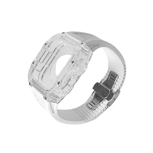 AEHON Transparentes Uhrengehäuse, Gummiband, Mod Kit, für Apple Watch 9, 8, 7, 45 mm, transparentes Uhrengehäuse, sportliches atmungsaktives Armband, für iWatch 45 mm Serie, Ersatzzubehör, 45 mm, von AEHON