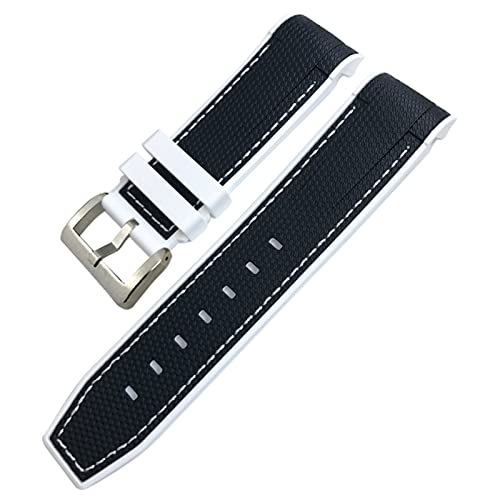 AEHON Uhrenarmband aus Fluorkautschuk, wasserdicht, passend für Blancpain 5000 5015 Fifty Fathoms Citizen, 22 mm, 23 mm, Schwarz / Weiß / Rot, 22 mm, Achat von AEHON