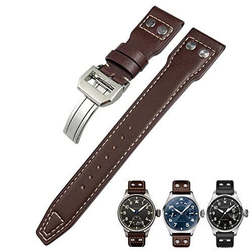 AEHON Uhrenarmband aus echtem Leder, 20 mm, passend für IWC Big Pilot Watch IW3777, Kalbslederband, Rose Buckle, Achat von AEHON