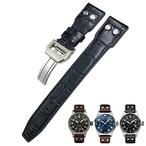 AEHON Uhrenarmband aus echtem Leder, 20 mm, passend für IWC Big Pilot Watch IW3777, Kalbslederband, Rose Buckle, Achat von AEHON